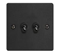 Varilight 2-Gang 10A 1- or 2-Way Toggle Switch Matt Black