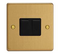 Varilight 2-Gang 10A Brushed Brass Rocker Switch - Double Module, 1 Or 2-Way, Push-Fit Terminals