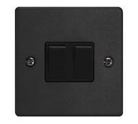 Varilight 2-gang 10A Intermediate Rocker Switch Matt Black, Black