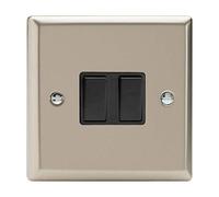 Varilight 2-Gang (10A Intermediate Switch + 10A 1- or 2-Way Rocker Light Switch) Satin Chrome XN71B