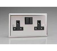 Varilight - 2 Gang 13 Amp Double Switched Socket Chrome - XC5B