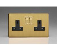 Varilight - 2 Gang 13 Amp Double Switched Socket Dimension Screwless Brushed Brass - XDB5BS