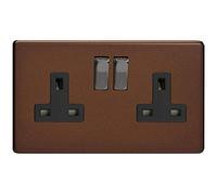 Varilight - 2 Gang 13 Amp Double Switched Socket Dimension Screwless Mocha - XDM5BS