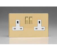 Varilight - 2 Gang 13 Amp Double Switched Socket Dimension Screwless Polished Brass - XDV5WS