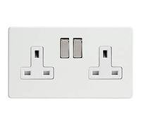 Varilight 2 Gang 13A Double Pole Switched Socket with Metal Rockers - XDQ5WS