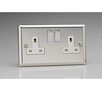 Varilight Classic 2 Gang Double Pole Socket With Metal Switch Rocker (Double XC5DW)-Polished Chrome - XC5DW