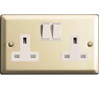 Varilight - 2 Gang 13 Amp Double Switched Socket Satin Chrome - XN5W