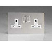 Varilight - 2 Gang 13 Amp DoubleSwitched Socket Dimension Screwless Chrome - XDC5WS