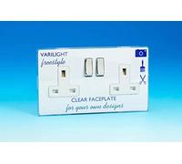 Varilight 2-Gang 13A Double Pole Switched Plug Socket with Metal Rockers XIF5CW