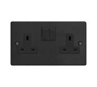 Varilight 2-Gang 13A Double Pole Switched Socket Matt Black
