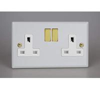 Varilight 2-Gang 13A Double Pole Switched Socket Matt White