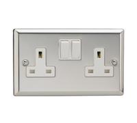 Varilight - 2 Gang 13 Amp Double Switched Socket Chrome - XC5W