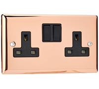 Varilight 2-Gang 13A Double Pole Switched Socket Polished Copper