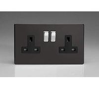 Varilight 2-Gang 13A Double Pole Switched Socket Premium Black
