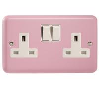 XY5W.RP, Varilight 2 Gang (Double), 13 Amp Switched Socket, Classic Lily Rose Pink