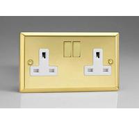 Varilight 2-Gang 13A Double Pole Switched Socket Victorian Brass