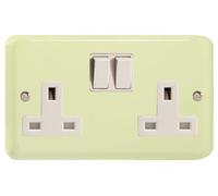 Varilight 2-Gang 13A Double Pole Switched Socket White Chocolate