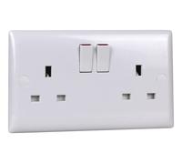 Varilight 2-Gang 13A Switched Socket (Single Pole) in White Varilight White