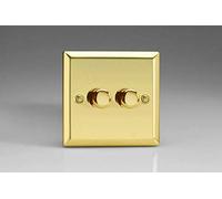 Varilight 2-Gang 2-Way Push-On/Off Rotary Dimmer 2 x 40-250W Victorian Brass HV4