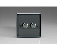 Varilight Classic V-Pro Iridium Black 2 Gang LED Trailing Edge Dimmer Switch 1 or 2 Way