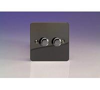 Varilight 2-Gang 2-Way V-Pro Push On/Off Rotary LED Dimmer 2 x 0-120W Iridium