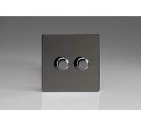 Varilight 2 Gang 2 Way Push On/Off Rotary LED Dimmer 2 x 0 120W (1 10 LEDs) - JDiP252S