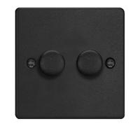 Varilight 2-Gang 2-Way V-Pro Push On/Off Rotary LED Dimmer 2 x 0-120W Matt Black