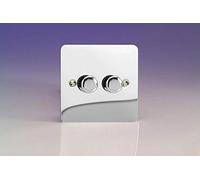 Varilight 2-Gang 2-Way V-Pro Push On/Off Rotary LED Dimmer 2 x 0-120W Polished Chrome