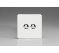 Varilight 2-Gang 6A 1- or 2-Way Push-On/Off Impulse Switch Premium White XDQP2S