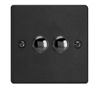 Varilight 2-Gang 6A 1-Way Push-to-Make Momentary Switch Matt Black