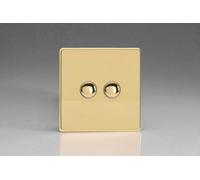 Varilight 2-Gang 6A 1-Way Push-To-Make Momentary Switch Polished Brass Xdvm2S