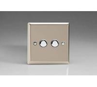 Varilight 2-Gang 6A 1-Way Push-to-Make Momentary Switch Satin Chrome XNM2