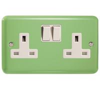 Varilight 2-Gang (Double), 13 Amp Switched Socket, Classic Lily Beryl Green XY5W.BG Varilight Green