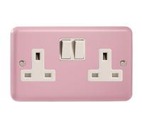 Varilight 2-Gang (Double), 13 Amp Switched Socket, Classic Lily Rose Pink XY5 Varilight Pink