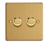 Varilight 2-Gang Matrix Kit for Rotary Dimmers Brushed Brass - Plate and Knob(s) only
