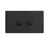 Varilight 2-Gang Matrix Kit for Rotary Dimmers (Twin Plate) Matt Black - Plate and Knob(s) only