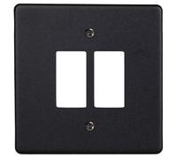 Varilight 2-Gang PowerGrid Plate Including Yoke (Single Plate) Matt Black