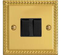 Varilight - 2 Gang Rocker Switch - One x Intermediate Switch and One x 1 or 2 Way 10 Amp Switch Georgian Brass - XG71B
