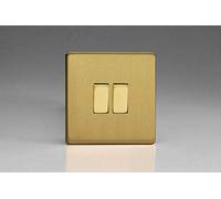 Varilight - 2G 1 Gang Intermediate And 1 Gang 1 or 2 Way 10 Amp Switch Dimension Screwless Brushed Brass - XDB71S
