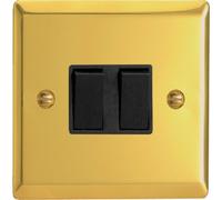 Varilight - 2G 1 Gang Intermediate And 1 Gang 1 or 2 Way 10 Amp Switch Victorian Brass - XV71B