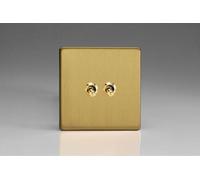 Varilight - 2G 1 or 2W 10A Classic Toggle Switch Dimension Screwless Brushed Brass - XDBT2S