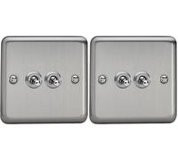 Varilight - 2G 1 or 2W 10A Classic Toggle Switch Matt Chrome - XST2 (Pack of 2)