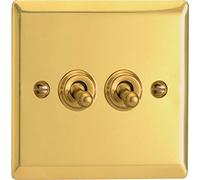 Varilight - 2G 1 or 2W 10A Classic Toggle Switch Victorian Brass - XVT2