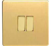 Varilight - 2G 1 or 2W 10A Switch Dimension Screwless Brushed Brass - XDB2S