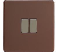 Varilight - 2G 1 or 2W 10A Switch Dimension Screwless Mocha - XDM2S
