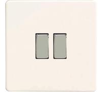 Varilight - 2G 1 or 2W 10A Switch Dimension Screwless Premium White - XDQ2S