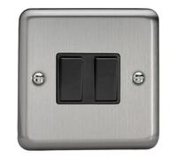 Varilight 2-Gang 10A 1- or 2-Way Rocker Switch Matt Chrome