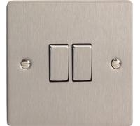 Varilight - 2G 1 or 2W 10A Switch Mirror Ultra Flat Matt Chrome - XFS2D
