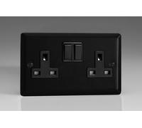 Varilight 2G 13Amp Double Pole Switched Socket Urban Matt Black Effect XY5B.MB