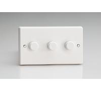 Varilight - 3 Gang 1 or 2 Way 3x400 Watt Push on/Push off Standard Dimmer Switch Classic White Plastic - HQ33W